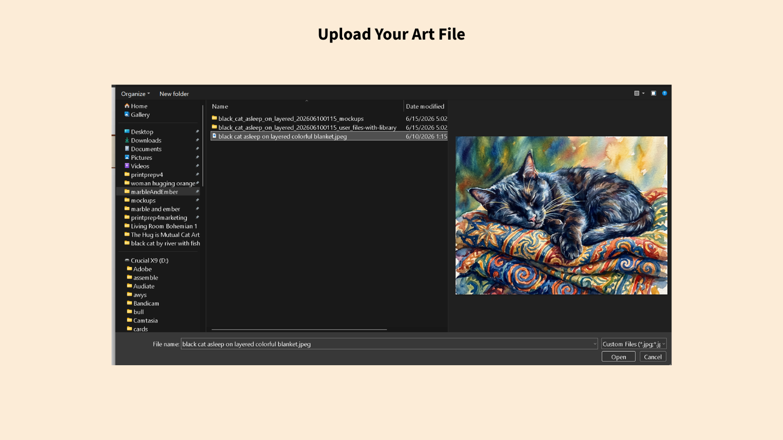 Upload your art file